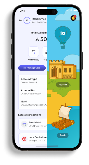 Family Banking - Parent and Kid App Views